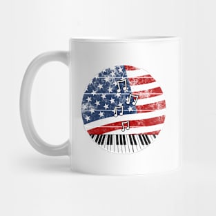 Piano USA Flag Pianist Musician 4th July Mug